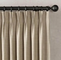 Belgium Linen Pinch Pleat drapes natural flax curtains French pleated lining blackout 50” x 96” stock window treatment lined high quality