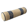 Bolster Pillow Cover flax natural blue piping performance Linen Greek Key trim tape round throw Piping high end decorative bed