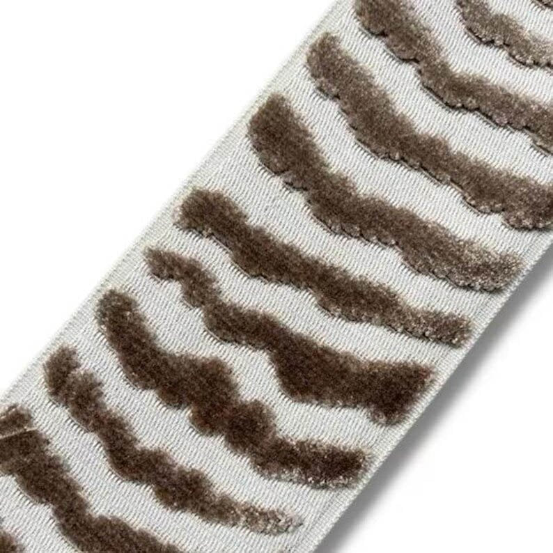Designer Pillow cover trim tape taupe Fawn velvet Cover zebra trim navy blue fabri lumbar bolster throw custom Piping high end decorative