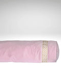 Designer round bolster cover blush light pink velvet Beige beige Key trim tape lumbar throw custom Piping decorative pillow bed chinoiserie
