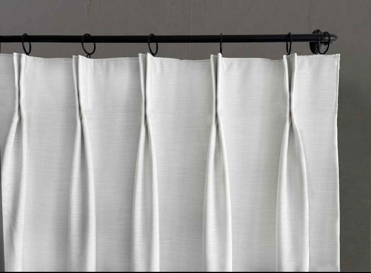 Linen Mix French Pinch Pleat curtain Lined Panel designer Window treatment french drapery 10 Colors