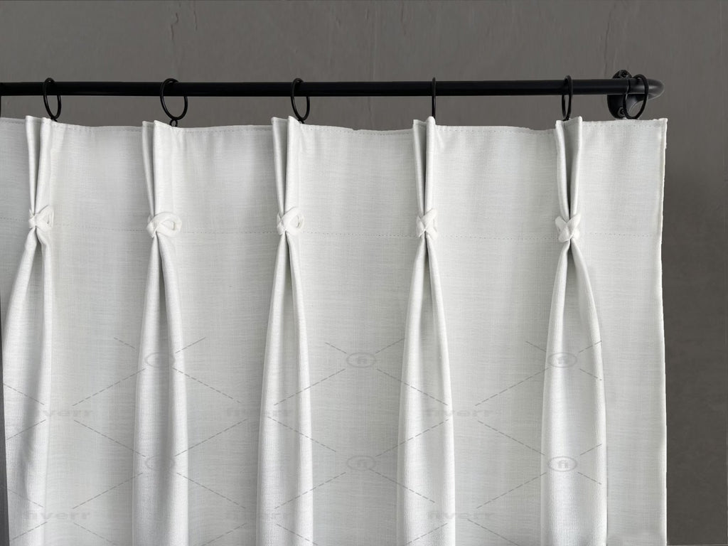 Pinch Pleat linen mix Curtain Knot detail Tape Border Many colors of fabric Lined Panel designer Window treatment french drapery