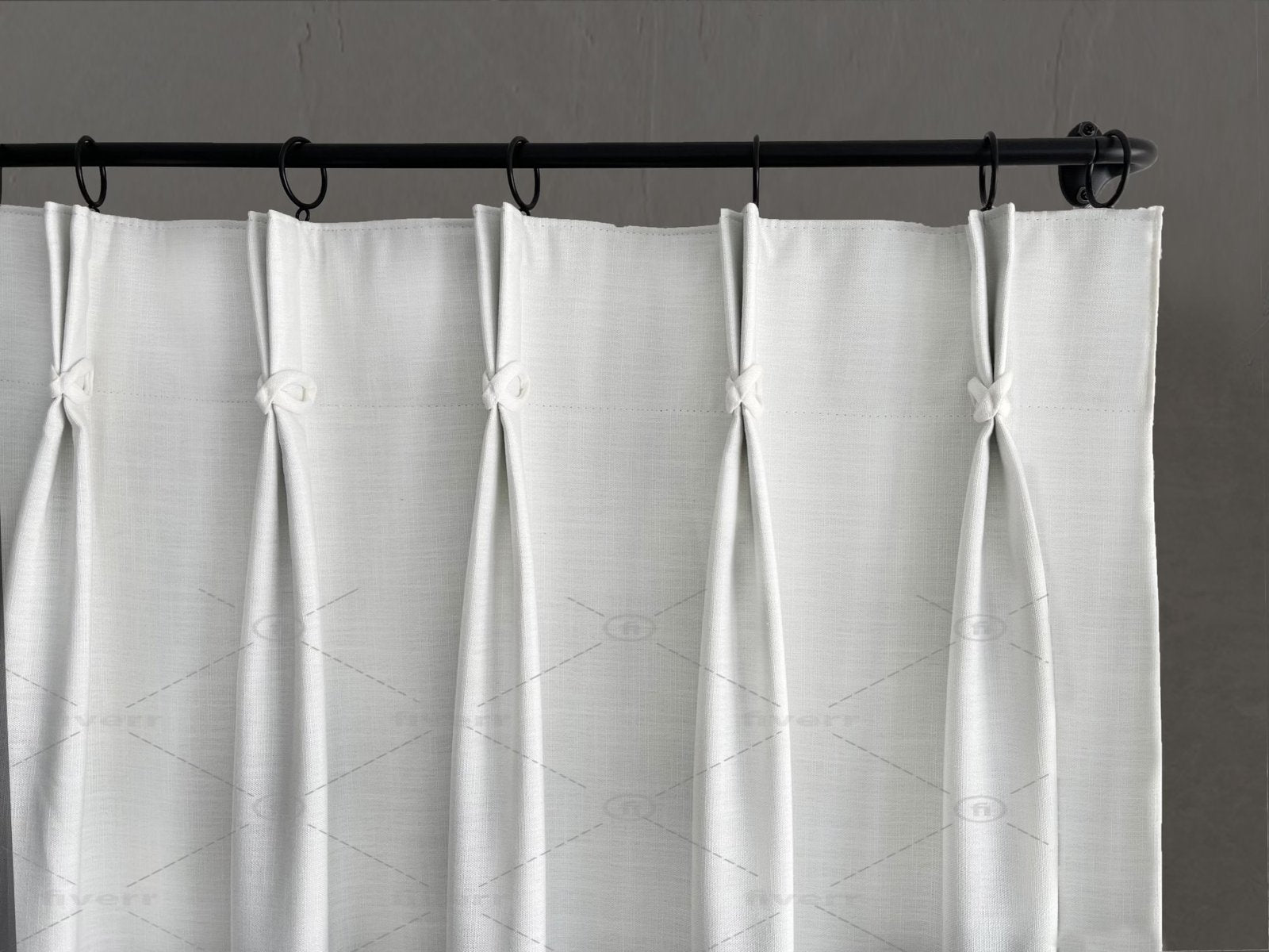 Pinch Pleat linen mix Curtain Knot detail Tape Border Many colors of fabric Lined Panel designer Window treatment french drapery