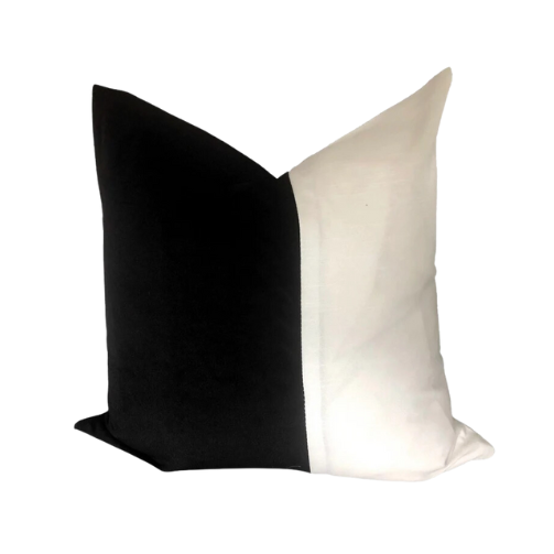 Black and Cream velvet Colorblock Unique Designer Pillow Cover decorative