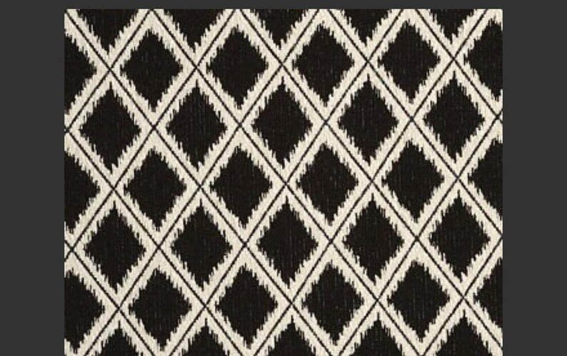 Chenille Bench Seat Bench Cushion Cover • Black & Ivory Geometric Diamond • 52 x 15 x 3 • Ready to Ship