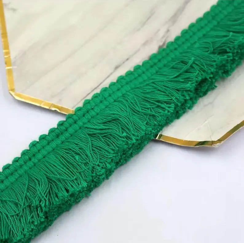 Designer Pillow cover navy blue velvet Kelly green fringe trim bolster throw custom Piping high end decorative chinoiserie lumbar