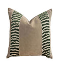 Velvet Sand wt Zebra Trim Hunter Green Unique Designer Pillow Cover