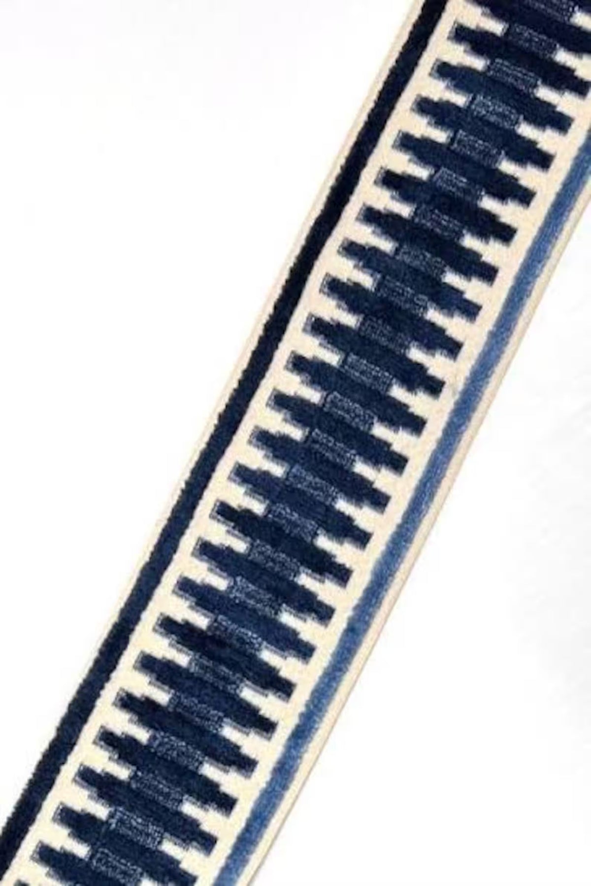 Light Blue Velvet Pillow Cover with Navy Fret Trim