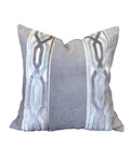 Designer Velvet light grey Pillow Cover blue aqua off white ribbon trim All Size Available chinoiserie Passementerie Chain Link