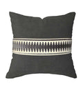 Designer Velvet Pillow Cover Dark Grey charcoal Fret Work Link ribbon trim All Size Available neutral Hollywood Regency tape high end