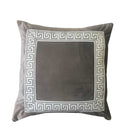 EURO Designer Decorative Pillow Shams Charcoal dark grey Designer Velvet Pillow Cover Grey White Greek key ribbon tape trim Twin Queen King