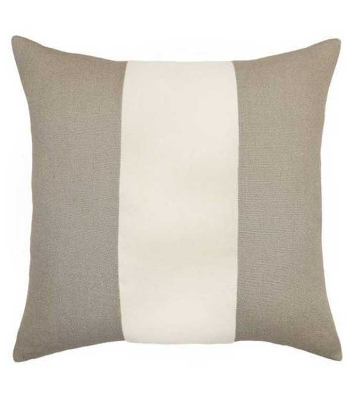 Flax Linen & off white Velvet Colorblock Unique Designer Pillow Cover decorative  All Size Available 16" 18" 20" panel