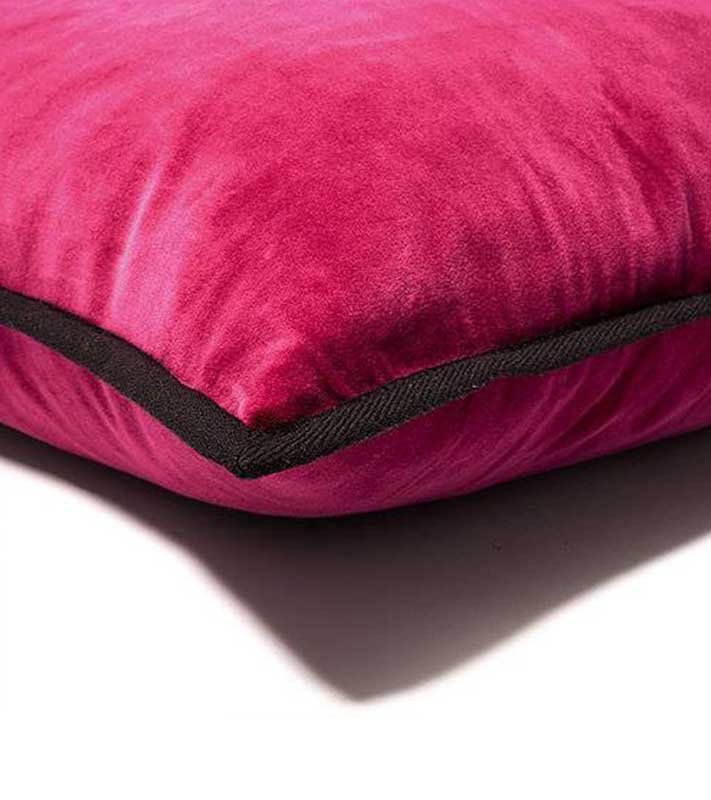 Fushia Pink Velvet with Black piping unique Designer Pillow Cover decorative  All Size Available 16" 18" 20"
