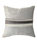 Grey Designer Velvet Pillow Cover Grey charcoal Fret Work Link ribbon trim All Size Available neutral Hollywood Regency tape