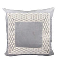 Grey Designer Velvet Pillow Cover Grey diamond cream diamond herringbone Link ribbon trim All Size Available neutral Hollywood Regency