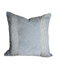Grey Designer Velvet Pillow Cover Grey White Fretwork Link ribbon trim All Size Available neutral Hollywood Regency zig zag chevron