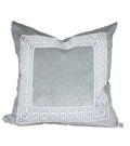 Grey Designer Velvet Pillow Cover Grey White Greek key ribbon trim All Size Available neutral