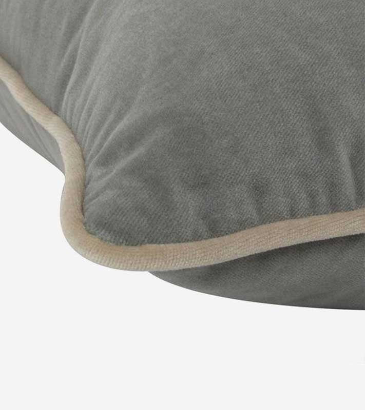 Grey velvet & taupe piping designer Pillow Cover decorative  All Size Available 16" 18" 20" lumbar square