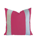Hot Pink Designer Velvet Pillow Cover Grey White Greek key ribbon trim All Size Available fuchsia