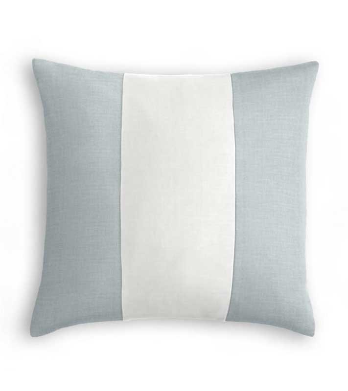 Light Blue and white 100% Italian linen Colorblock Unique Designer Pillow Cover decorative  All Size Available 16" 18" 20" panel