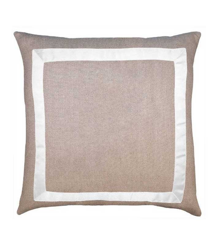 Natural beige Italian Designer Linen Pillow Cover white Gros Grain ribbon trim All Size flax grosgrain flax high end hollywood regency