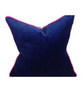 Navy blue and hot pink piping Designer Velvet Pillow Cover decorative  All Size Available 16" 18" 20"