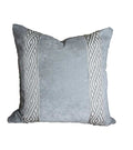 READY To SHIP Grey Designer Velvet Pillow Cover Grey White Fretwork Link ribbon trim All Size Available neutral Hollywood Regency zig zag