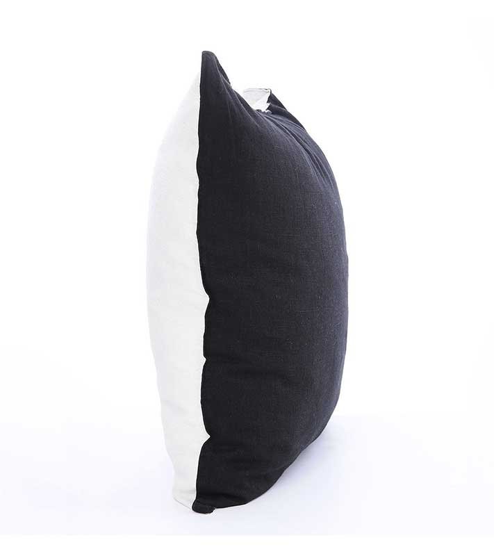 REVERSABLE  Black and White 100% Italian linen FLANGE Unique Designer Pillow Cover decorative  All Size Available 16" 18" 20"