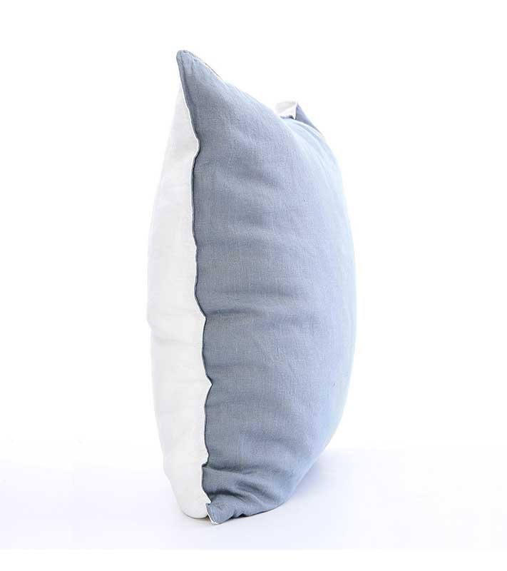 REVERSABLE  BLUE and White 100% Italian linen FLANGE Unique Designer Pillow Cover decorative  All Size Available 16" 18" 20"