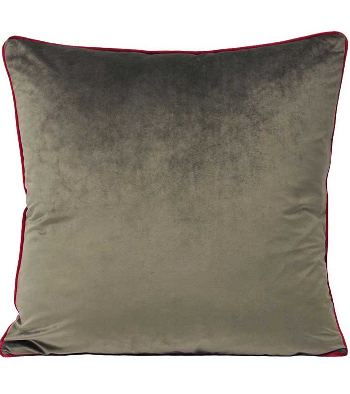 Taupe and Rasberry pink piping Designer Velvet Pillow Cover decorative  All Size Available 16" 18" 20"
