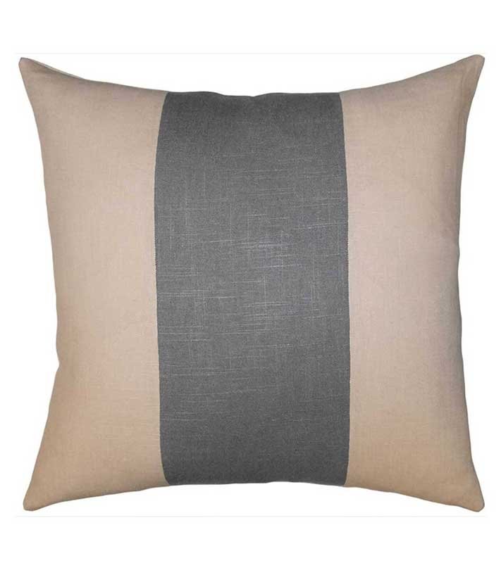 Taupe Flax and charcoal grey 100%Italian linen Color block Unique Designer Pillow Cover decorative  All Size Available 16" 18" 20" panel