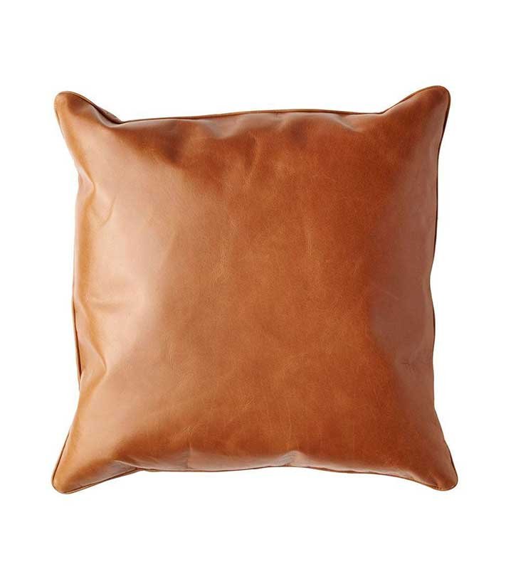 Vegan leather Cognac  Pillow Cover All Size Available cushion Brown