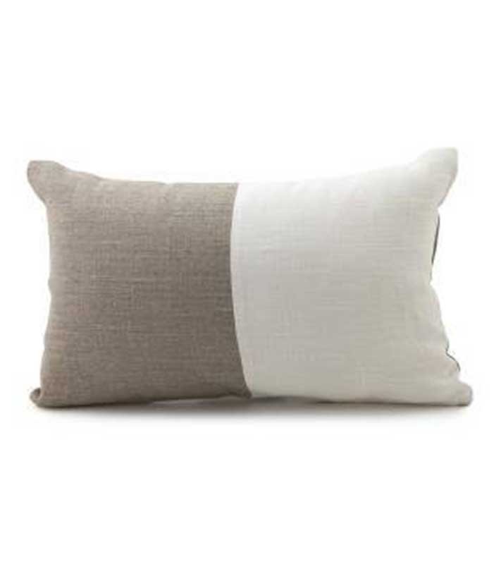 White & Flax colorblock linen Pillow Cover decorative  All Size Available 16" 18" 20" lumbar square