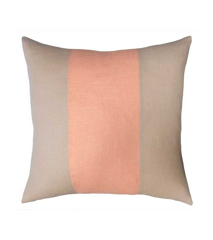 White Flax & Coral pink velvet Colorblock Unique Designer Pillow Cover decorative  All Size Available 16" 18" 20" panel peach