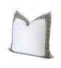 White Italian Designer Linen Pillow Cover black Greek key ribbon trim All Size
