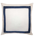 White Italian Designer Linen Pillow Cover Navy Gros Grain ribbon trim All Size