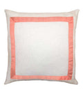 White Italian Designer Linen throw Pillow Cover Coral Gros Grain ribbon trim All Size grosgrain decorative