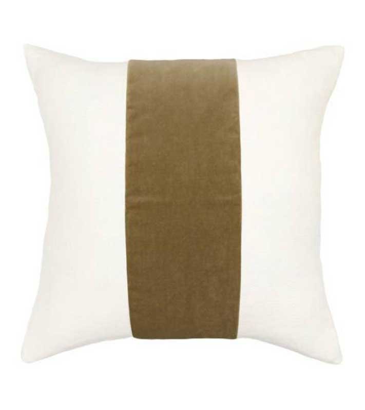 White Linen & khaki velvet Colorblock Unique Designer Pillow Cover decorative  All Size Available 16" 18" 20" panel peach