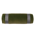 Bolster olive green vevet & black white greek key ribbon trim Pillow Cover All Size Available cushion