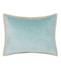 Aqua Duck Egg Blue with Linen flange Designer Velvet Pillow Cover decorative  All Size Available 16" 18" 20"