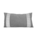 Charcoal grey Designer Velvet Pillow Cover Grey White Greek key ribbon trim All Size Available