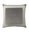 Charcoal Grey Designer Velvet Pillow Cover Grey White Greek key ribbon trim All Size Available neutral