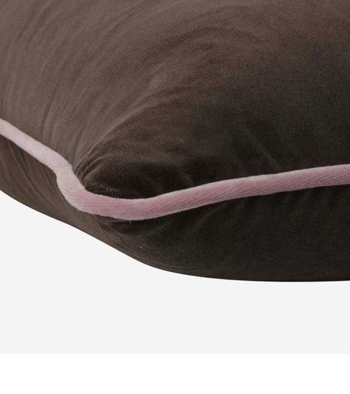Chocolate velvet & rasberry piping designer Pillow Cover decorative  All Size Available 16" 18" 20" lumbar square