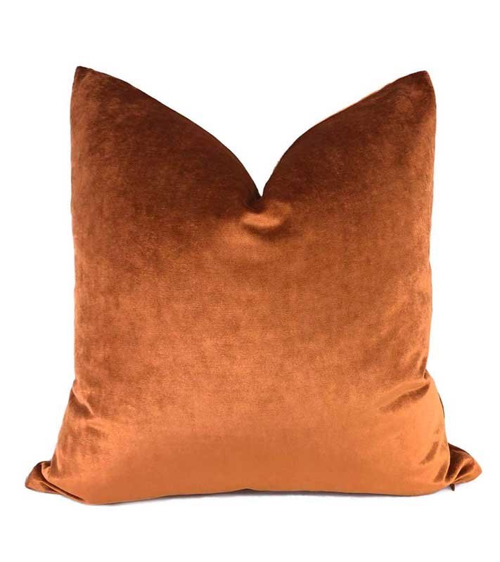 Copper Robert Allen penny Designer Velvet Pillow Cover decorative  All Size Available 16" 18" 20" rust rose gold