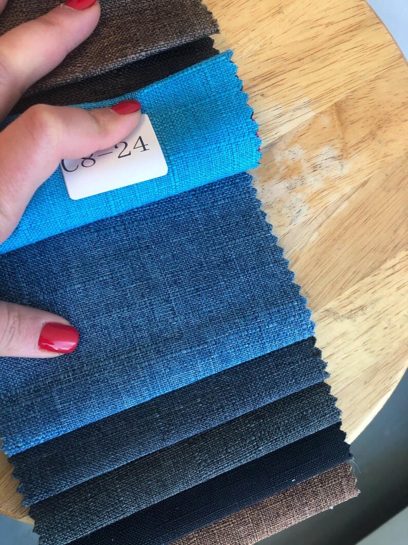 Bolster Pillow Cover Solid Ocean blue piping performance faux Linen many sizes round throw Piping high end decorative bed2