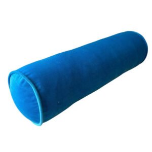 Bolster Pillow Cover Solid Turquoise Velvet blue piping performance washable many sizes round throw Piping high end decorative bed
