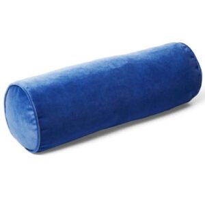 Bolster Pillow Cover Solid blue cobalt Velvet Silver piping performance washable many sizes round throw Piping high end decorative bed