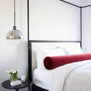 Bolster Pillow Cover Solid wine burgundy Velvet Silver piping performance washable many sizes round throw Piping high end decorative bed