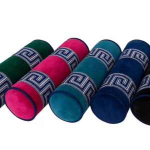 Bolster Pillow Cover velvet piping Greek Key trim tape round throw Piping high end decorative bed Pick your COLOR pink, blue, green, teal