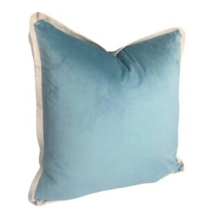 Designer Pillow cover Aqua seafoam velvet Beige flax linen flange lumbar bolster throw custom Piping high end decorative more colors available